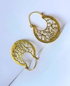 Alternative view of 5/20 Pairs Artistry Ornate Hoop Brass Earrings