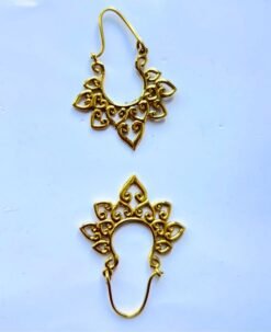 Alternative view of 5/20 Pairs Etched Floral Square Hoop Brass Earrings