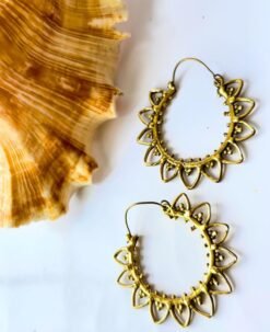 5/20 Pairs Creative Petal Hoop Brass Earrings