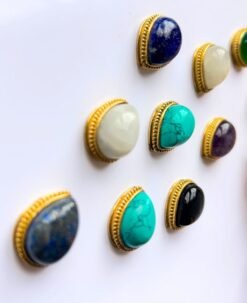 5pcs Teardrop Grooved Stones Connectors for Micro Macrame