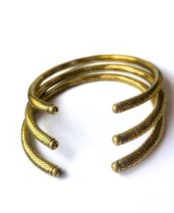 Alternative view of Textured Band Cuff Brass Choker Set