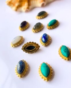 Alternative view of Oval Shape Grooved Stones Connectors for Micro Macrame