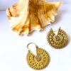 5/20 Pairs Sunburst Mandala Hoop Brass Earrings