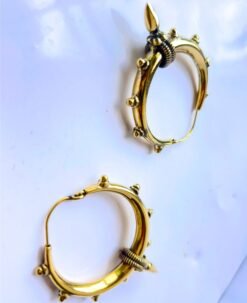 Alternative view of 5/20 Pairs Textured Spike Hoop Brass Earrings