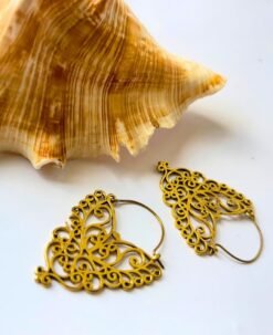 5/20 Pairs Heart Filigree Brass Earrings