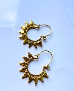 Alternative view of 5/20 Pairs Radiance Tribal Hoop Brass Earrings
