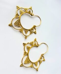 Alternative view of 5/20 Pairs Blossom Style Hoop Brass Earrings