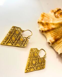 5/20 Pairs Diamond Style Filigree Hoop Brass Earrings