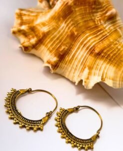 5/20 Pairs Drop Tribal Hoop Brass Earrings