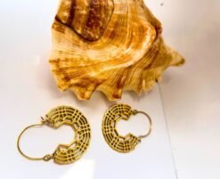 5/20 Pairs Geometric Webbed Hoop Brass Earrings