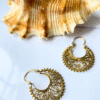 5/20 Pairs Swirl Crescent Filigree Brass Earrings