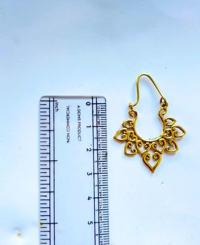 5/20 Pairs Etched Floral Square Hoop Brass Earrings - Image 3