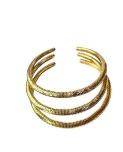 Textured Band Cuff Brass Choker Set