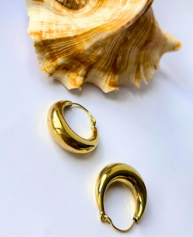 5/20 Pairs Bold Crescent Hoop Brass Earrings