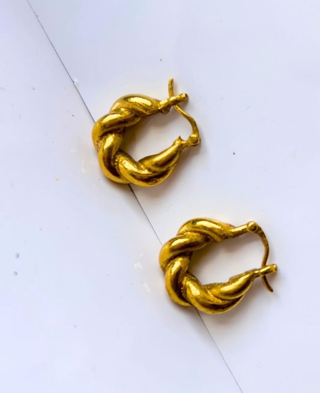 5/20 Pairs Twisted Statement Brass Earrings - Image 2