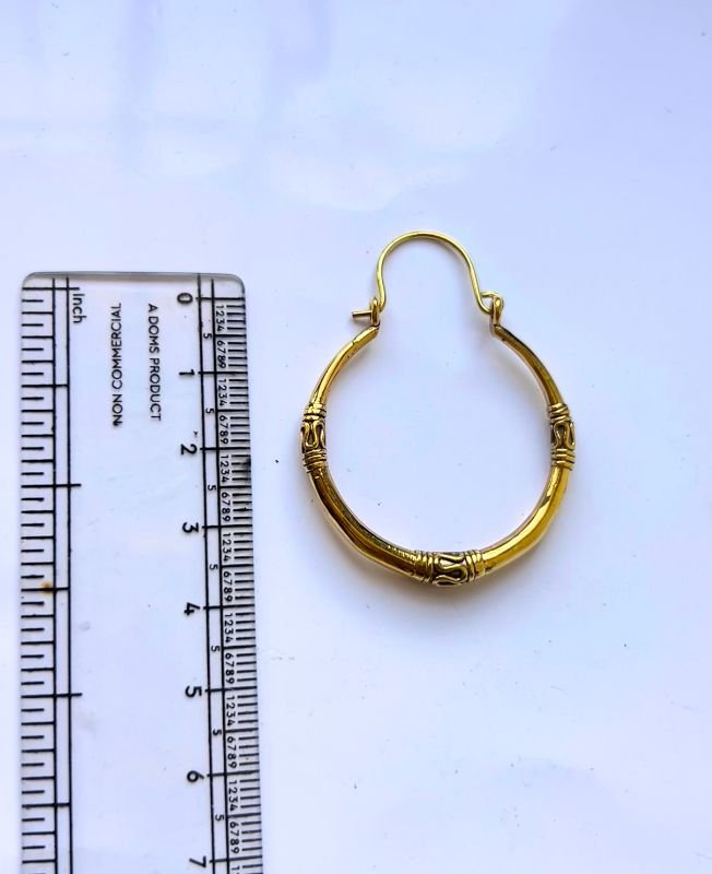 5/20 Pairs Vintage Bali Hoop Brass Earrings - Image 3