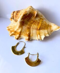 5/20 Pairs Matte Gold Shield Hoop Brass Earrings