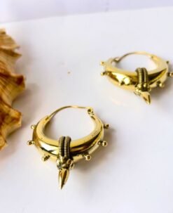 Alternative view of 5/20 Pairs Dangling Spike Hoop Brass Earrings