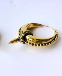 Alternative view of 5/20 Pairs Beaded Rim and Drop Brass Earrings