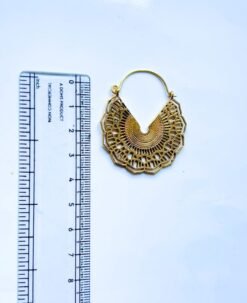 Alternative view of 5/20 Pairs Cutout Mandala Hoop Brass Earrings