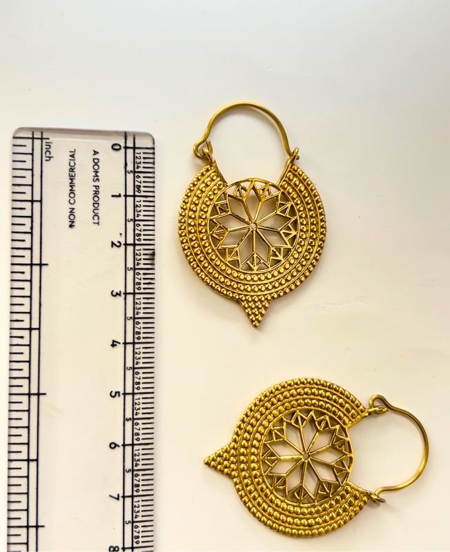 5/20 Pairs Star Mandala Hoop Brass Earrings - Image 3