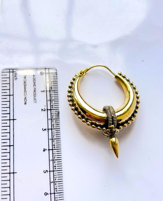 5/20 Pairs Beaded Rim and Drop Brass Earrings - Image 4