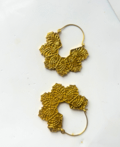 Alternative view of 5/20 Pairs Filigree Statement Hoop Brass Earrings