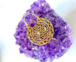 5/20 Pairs Sri Yantra Inspired Hoop Brass Earrings