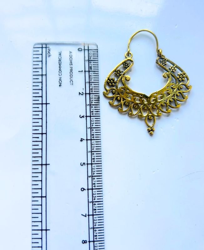 5/20 Pairs Ideal Filigree Drop Hoop Brass Earrings - Image 3