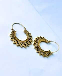 Alternative view of 5/20 Pairs Stylish Filigree Drop Hoop Brass Earrings