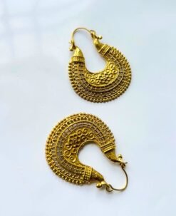 Alternative view of 5/20 Pairs Bohemian Tribal Hoop Brass Earrings