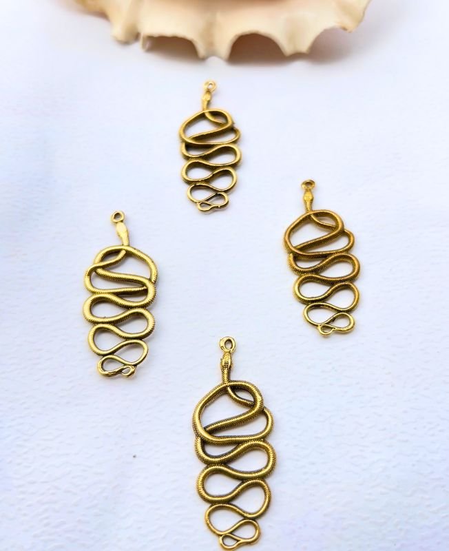 Striking Twisted Snake Pendant Brass Special Charms