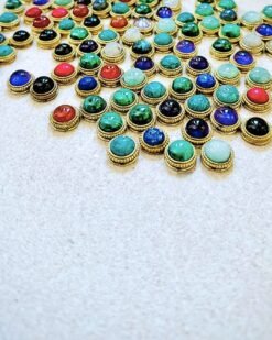 5pcs Round Grooved Stones Connectors for Micro Macrame