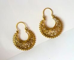 Alternative view of 5/20 Pairs Sturdy Mandala Hoop Brass Earrings
