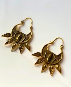Alternative view of 5/20 Pairs Whimsical Petal Hoop Brass Earrings