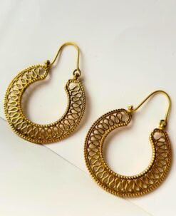 Alternative view of 5/20 Pairs Loop Golden Filigree Hoop Brass Earrings