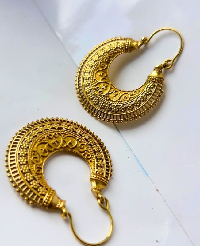 5/20 Pairs Symmetrical Boho Crescent Hoop Brass Earrings - Image 2