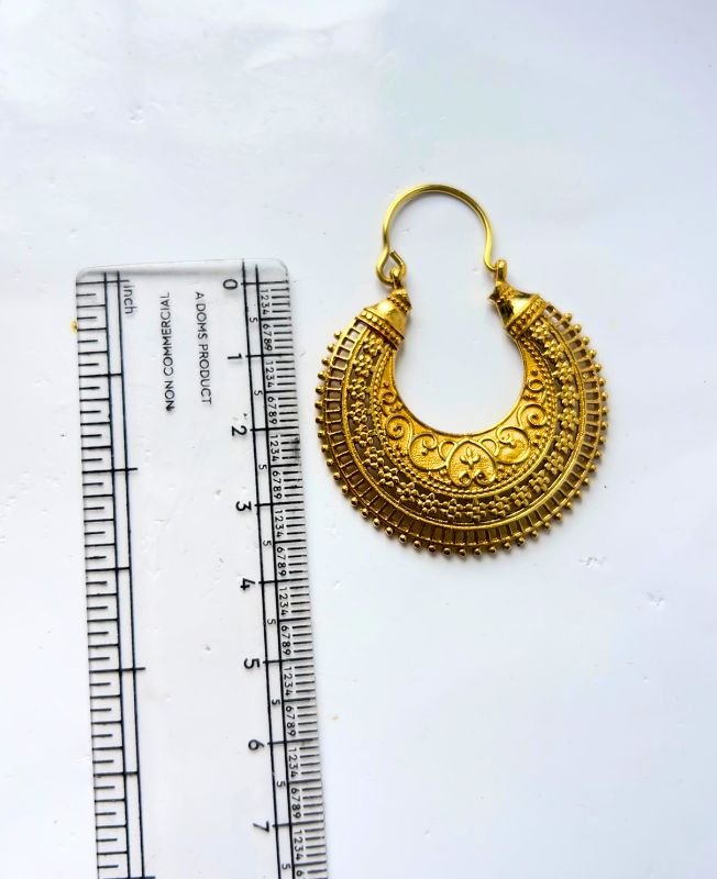 5/20 Pairs Symmetrical Boho Crescent Hoop Brass Earrings - Image 3