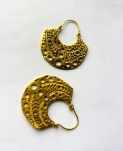 Alternative view of 5/20 Pairs Fantastic Fan Design Hoop Brass Earrings