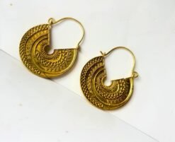 Alternative view of 5/20 Pairs Engraved Tribal Hoop Brass Earrings