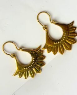 Alternative view of 5/20 Pairs Flair Fan Shaped Hoop Brass Earrings
