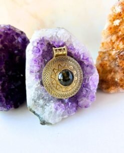 1/3/10 Pieces Round Black Mandala Brass Pendant