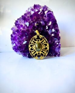 1/3/10 Pieces Ornate Green Oval Brass Pendant