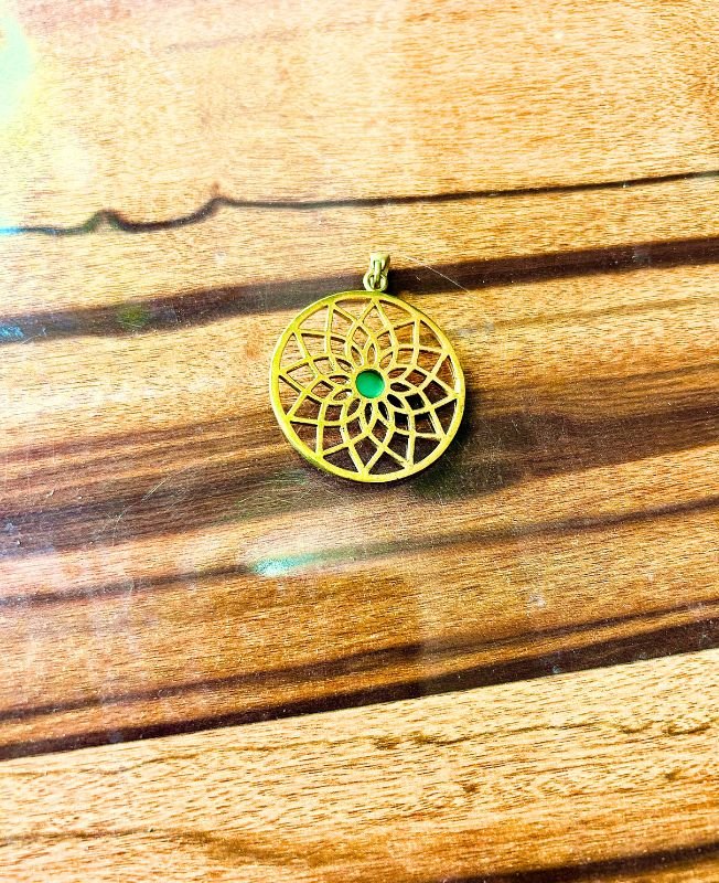 1/3/10 Pieces Symbolic Green Mandala Brass Pendant - Image 3
