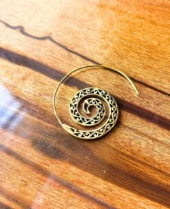 Alternative view of 5/20 Pairs Filigree Spiral Hoop Brass Earrings