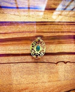 Alternative view of 1/3/10 Pieces Ornate Green Oval Brass Pendant