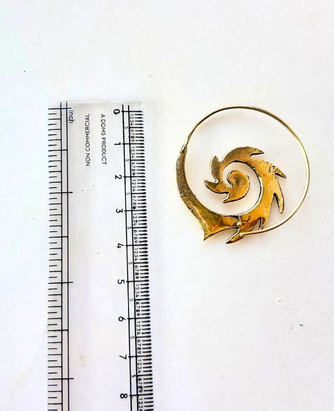 5/20 Pairs Spiral Flame Hoop Brass Earrings - Image 3