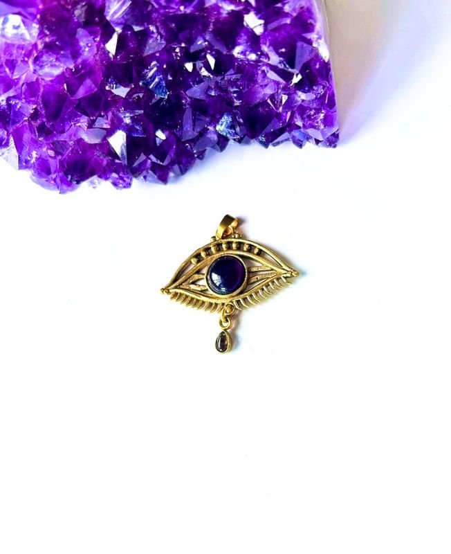 1/3/10 Pieces Blue Gemstone Eye Brass Pendant
