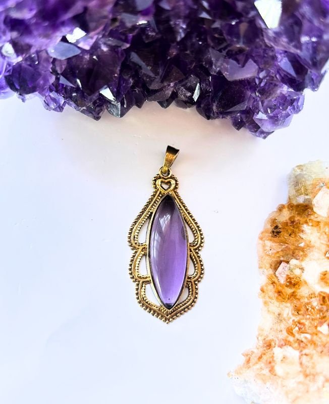 1/3/10 Pieces Purple Marquise Gem Brass Pendant - Image 2