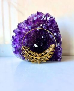 5/20 Pairs Sculpted Feather Swirl Brass Earrings